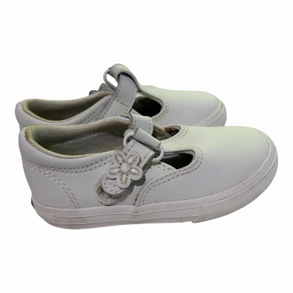Keds Toddler Girls Size 6 Leather Mary Jane White Shoes Daphne T Strap Classic